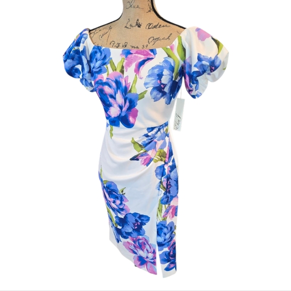 Eliza J Dresses & Skirts - Eliza J. Floral Off-Shoulder Dress in Blue Purple and White Women's Size‎ 4 New
